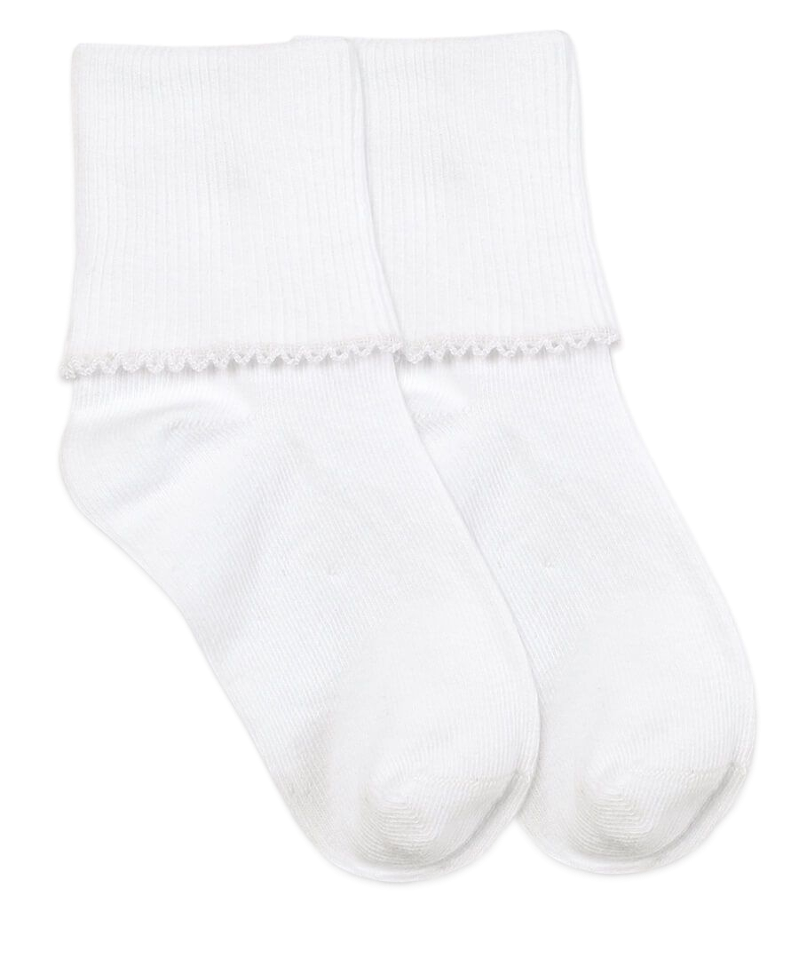 Jefferies Socks Tatted Edge Cuff Socks 1 Pair - White