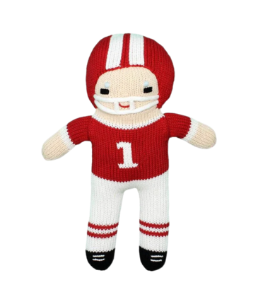 Zubels Zubels 7" Football Player Knit Rattle - Red & White