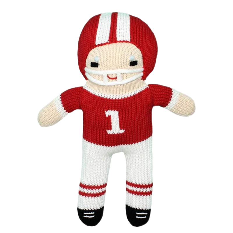 Zubels Zubels 7" Football Player Knit Rattle - Red & White