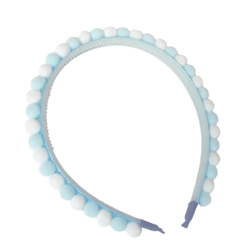 Lolo Light Blue/White Pom Pom Headband