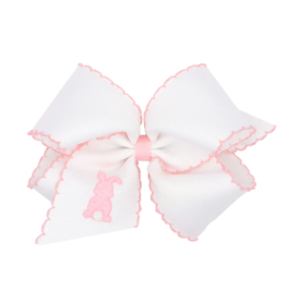Wee Ones Wee Ones King White w/ Embroidered Pink Bunny Bow