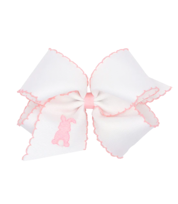 Wee Ones Wee Ones King White w/ Embroidered Pink Bunny Bow