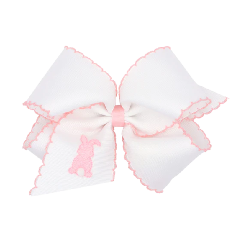 Wee Ones Wee Ones King White w/ Embroidered Pink Bunny Bow