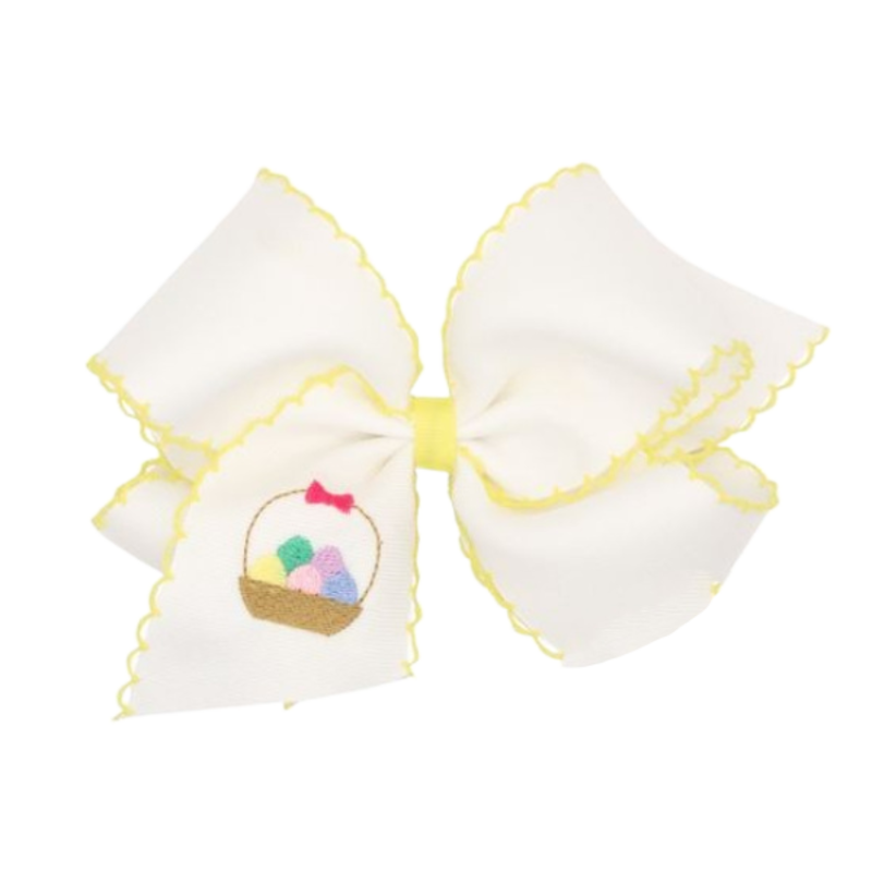 Wee Ones Wee Ones King White w/ Embroidered Easter Basket Bow