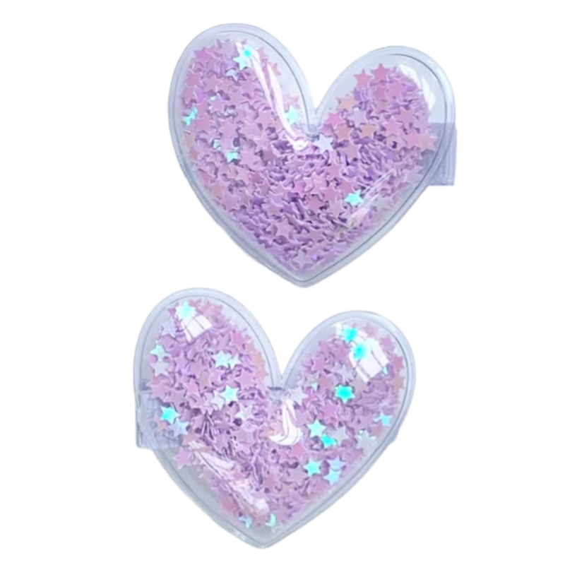 Lolo Glitter Shaker Heart Clip Set - Lavender