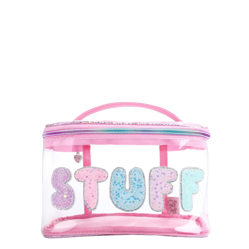 OMG Accessories Pink Quilted STUFF Clear Bag