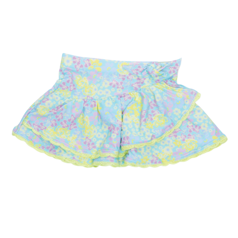 Shade Critters Watercolor Floral Faux Wrap Ruffle Skirt