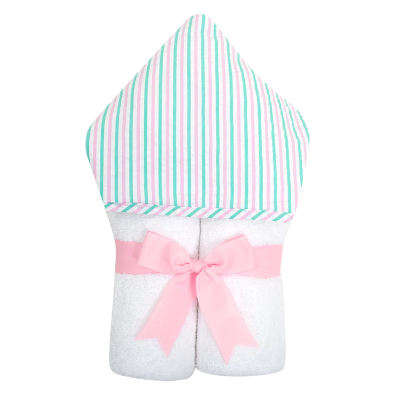 3 Marthas 3 Marthas Pink & Turquoise Seersucker Stripe Everykid Towel