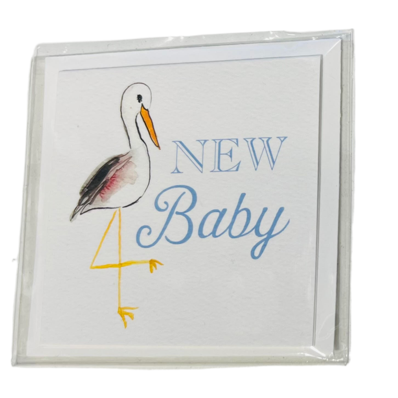 Over The Moon New Baby Blue Stork Enclosure Card