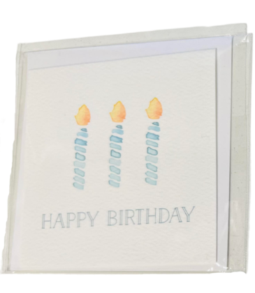 Over the Moon Happy Birthday Blue Candles Enclosure Card