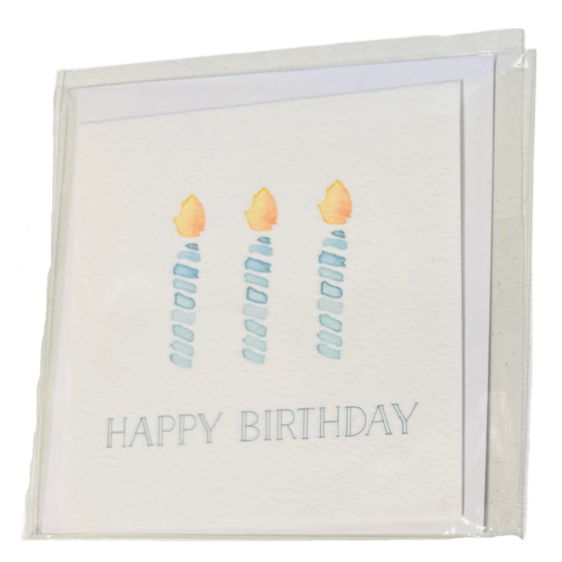 Over the Moon Happy Birthday Blue Candles Enclosure Card