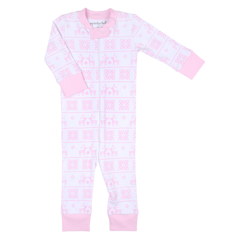 Magnolia Baby Magnolia Baby Pink Baby Fair Isle Zipped Pajama