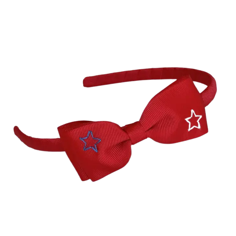 Lolo Patriotic Star Bow Headband - Red
