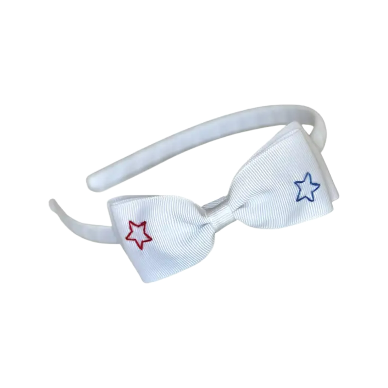 Lolo Patriotic Star Bow Headband - White