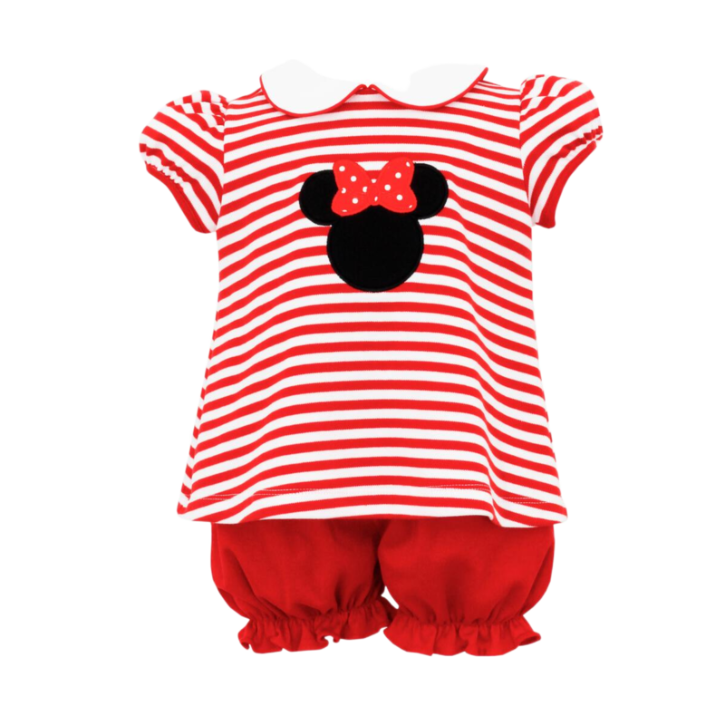 Claire & Charlie Claire & Charlie Red Stripe Minnie Mouse Bloomer Set