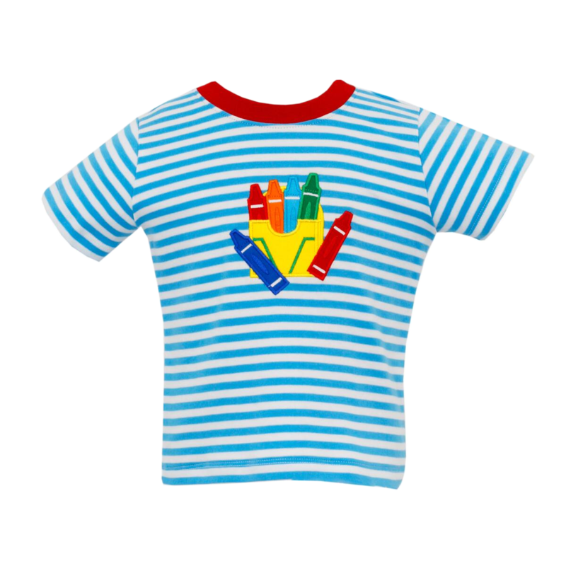 Claire & Charlie Claire & Charlie Turquoise Stripe Crayons Shirt