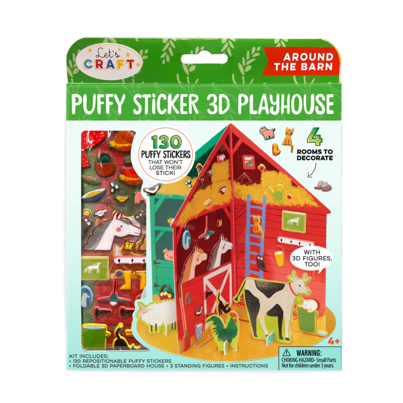 Bright Stripes Puffy Sticker 3D Playhouse - Farm