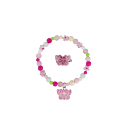 Great Pretenders Great Pretenders Pink Sparkle Butterfly Bracelet & Ring Set