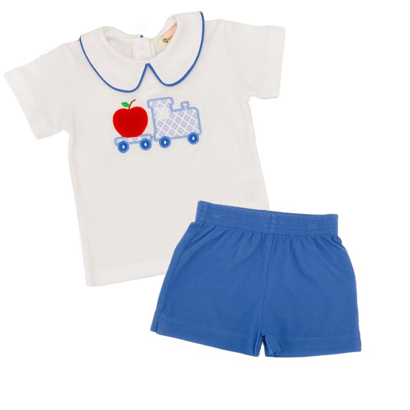 Luigi Luigi White Apple Train Collared Short Set