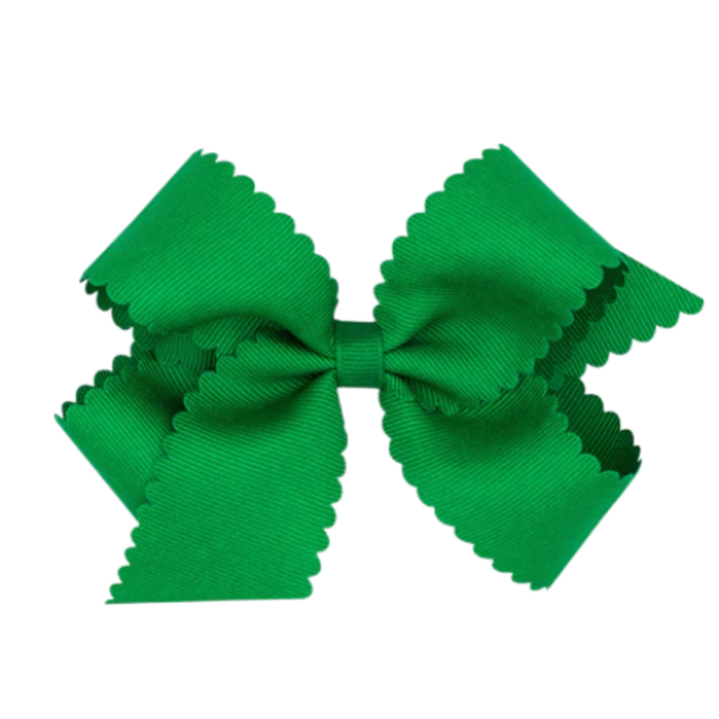 Wee Ones Wee Ones Medium Green Scallop Edge Bow