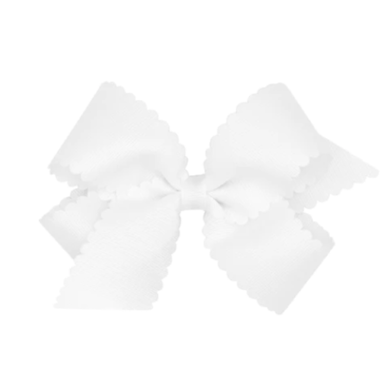 Wee Ones Wee Ones Medium White Scallop Edge Bow