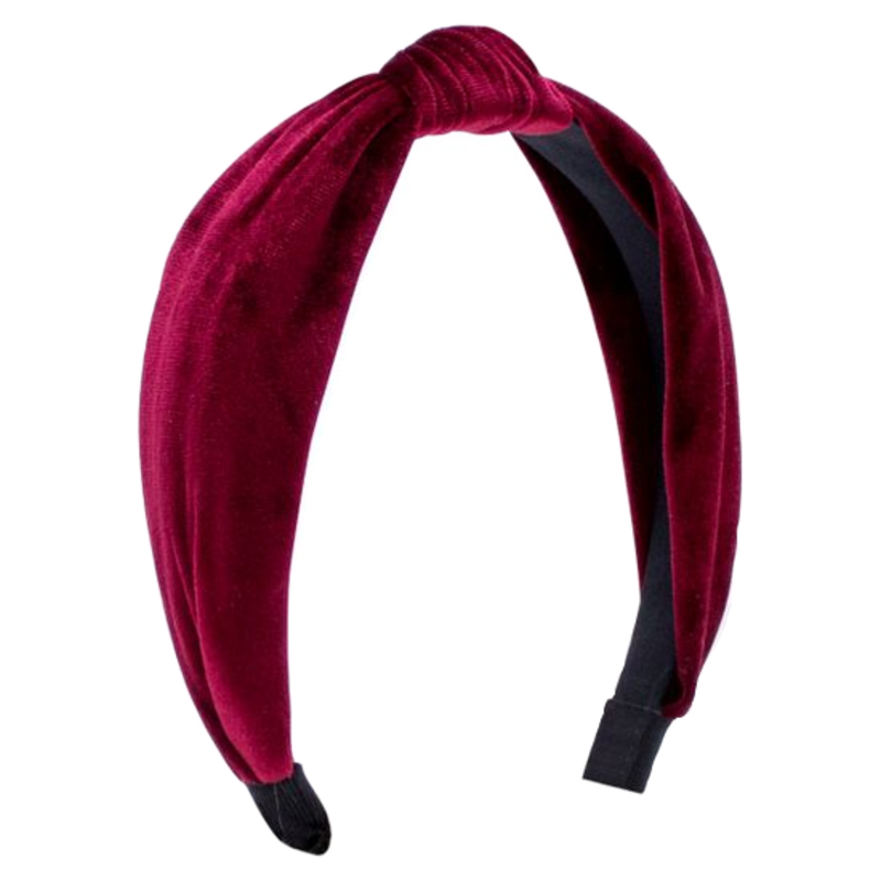 Wee Ones Wee Ones Velvet Wrapped Knot Headband - Cranberry