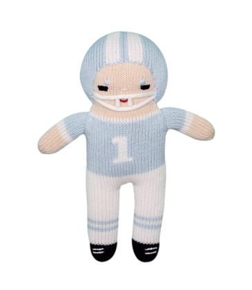 Zubels Zubels 7" Football Knit Rattle - Light Blue/White