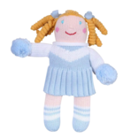 Zubels Zubels 7" Cheerleader Knit Rattle - Light Blue/White