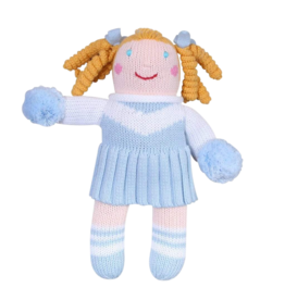 Zubels Zubels 7" Cheerleader Knit Rattle - Light Blue/White