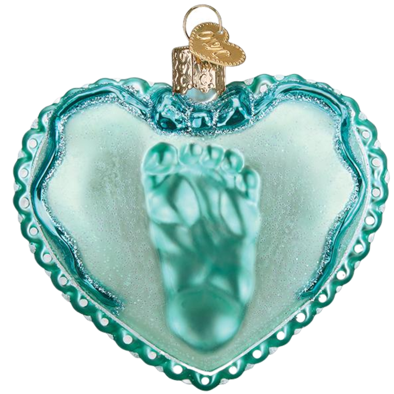 Old World Christmas Baby Boy's Footprint Ornament
