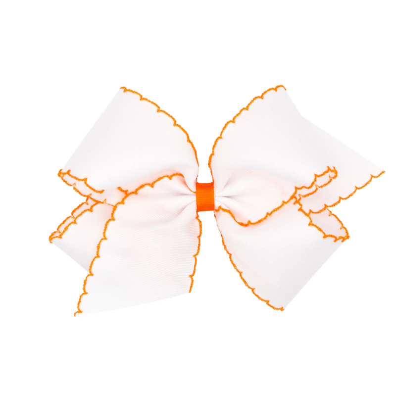 Wee Ones Wee Ones King White/Orange Moonstitch Bow