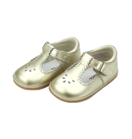 L'Amour Dottie Scalloped T-Strap Mary Jane - Gold