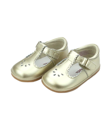 L'Amour Dottie Scalloped T-Strap Mary Jane - Gold