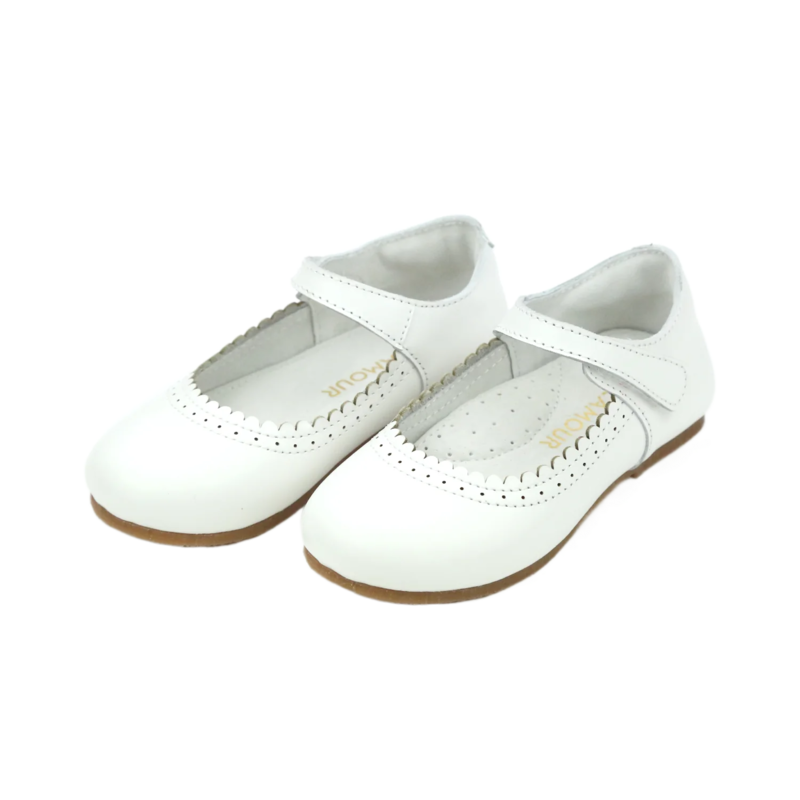 L'Amour Lucille Scalloped Flat - White