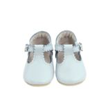 L'Amour Elodie Scalloped T-Strap Mary Jane Crib Shoe - Blue