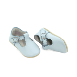 L'Amour Elodie Scalloped T-Strap Mary Jane Crib Shoe - Blue