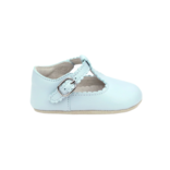 L'Amour Elodie Scalloped T-Strap Mary Jane Crib Shoe - Blue