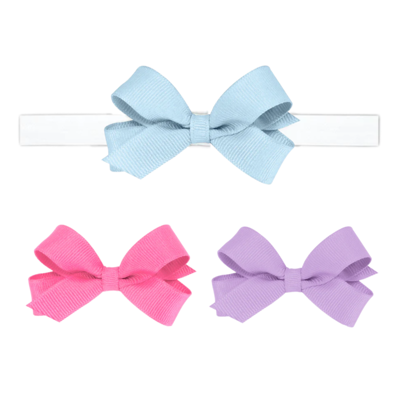 Wee Ones Wee Ones 3pk Tiny Add-A-Bow Band Millenium Blue Multi Pack