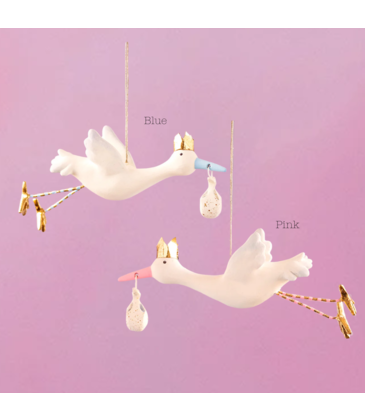 Glitterville Flying Stork Ornament