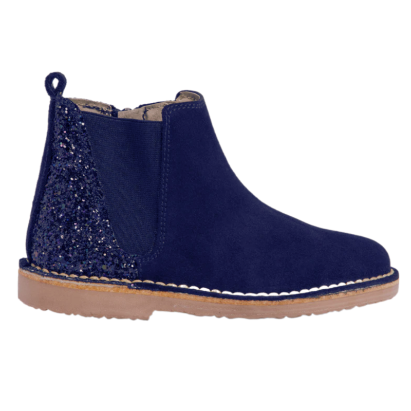 ChildrenChic ChildrenChic Glitter & Suede Chelsea Boots - Navy