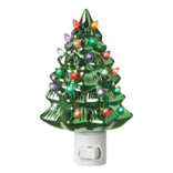 Raz Imports Vintage Tree Night Light - Metallic Green