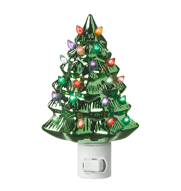 Raz Imports Vintage Tree Night Light - Metallic Green