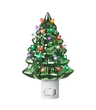 Raz Imports Vintage Tree Night Light - Metallic Green