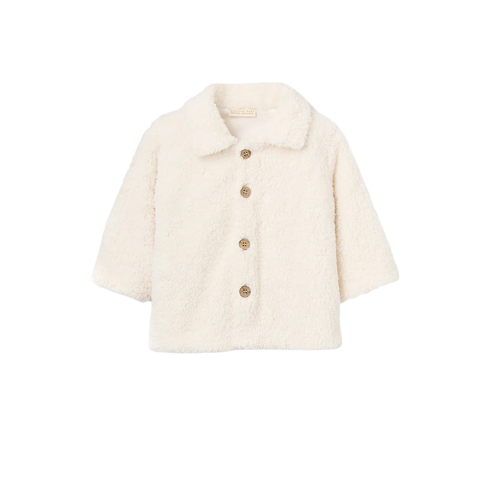 Elegant Baby Whisper White Sherpa Teddy Coat Bibs and Kids Boutique