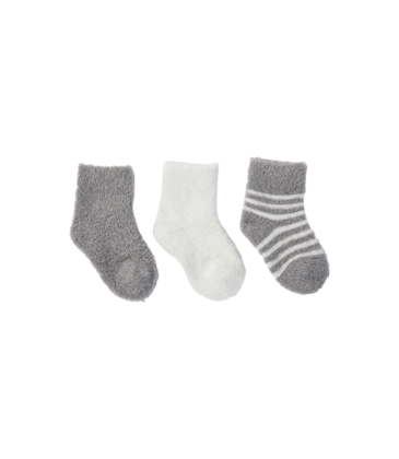 Barefoot Dreams Barefoot Dreams CozyChic Lite Infant Sock Set - Pewter / Pearl