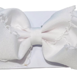 Wee Ones Wee Ones White/White Moonstitch Bow on Jersey Band