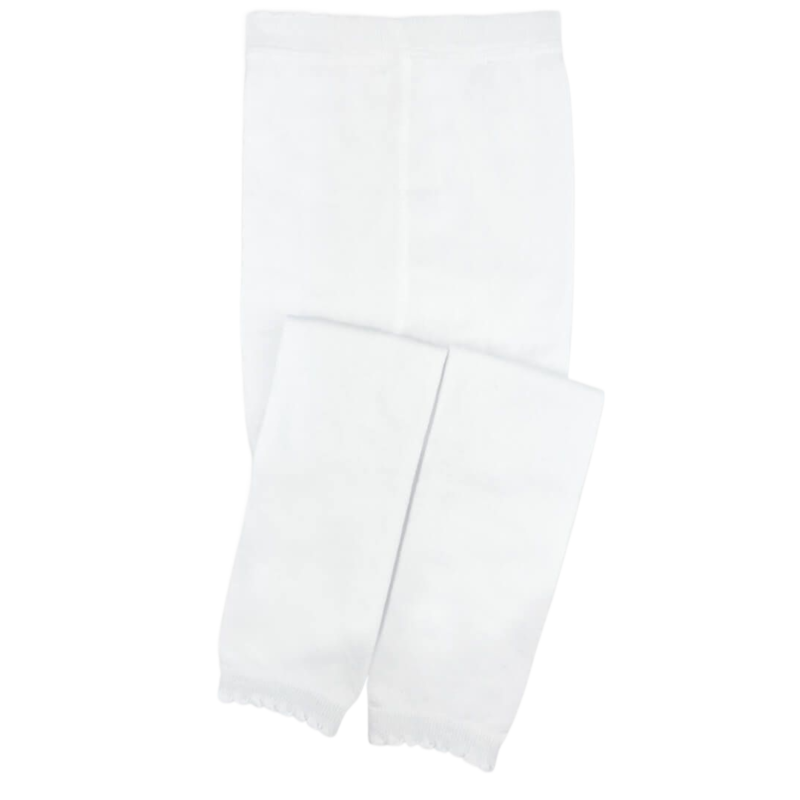 Jefferies Socks Jefferies Socks Scalloped Pima Cotton Footless Tights 1 Pair - White