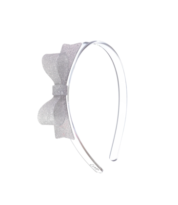 Lilies & Roses Bow Tie Silver Glitter Headband