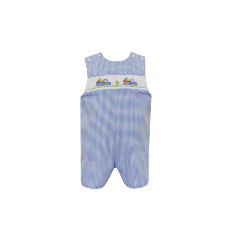 Petit Bebe Petit Bebe Blue Gingham Easter Trucks Jon Jon