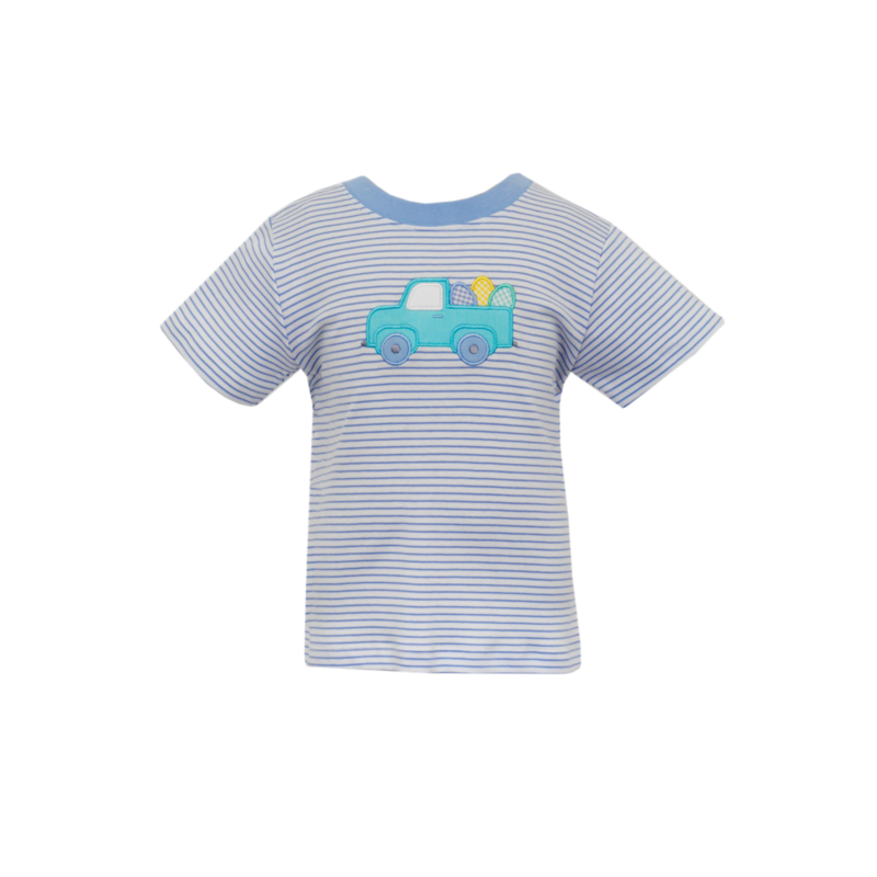 Claire & Charlie Claire & Charlie Blue Stripe Easter Eggs T-Shirt